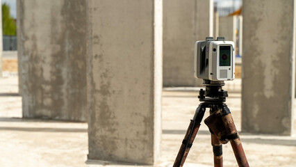 Geodetic Laser Scanning Instrument at Construction Site