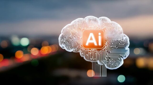 AI-Powered Cloud: An abstract illustration that represents the synergy of artificial intelligence and cloud computing. The image features a stylized brain intertwined with a cloud.