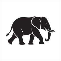 Walking Elephant Black Silhouette