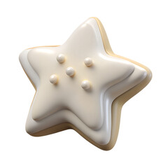 3d icon of star shaped cookie isolated on transparent background for christmas