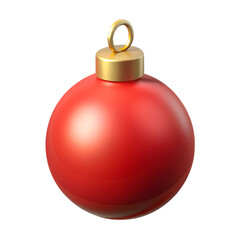 3d icon of red christmas ball ornament isolated on transparent background