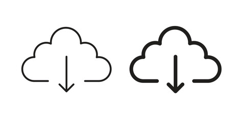 Download from Cloud icon with editable stroke and flat vector pack