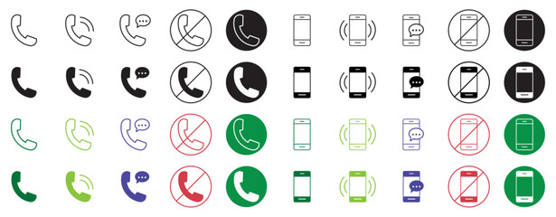 Phone communication icons set