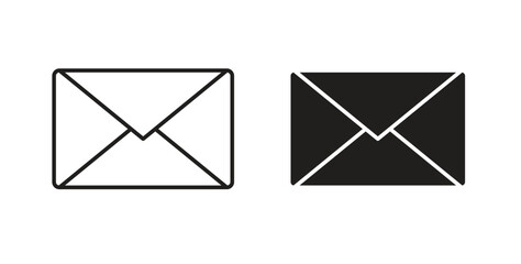 Envelope icon with editable stroke and flat vector pack