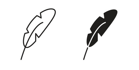 Feather icon with editable stroke and flat vector pack