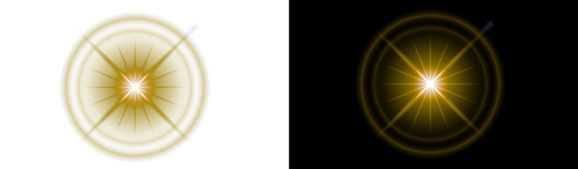 Golden lens flare light effect transparent PNG overlay starburst