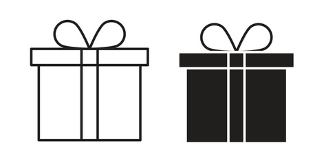 Gift icon with editable stroke and flat vector pack