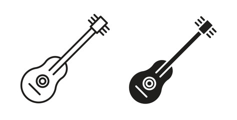 Guitar icon with editable stroke and flat vector pack