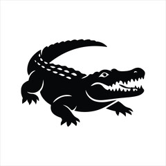 Angry Alligator or Crocodile Black Silhouette
