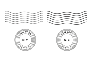 Vintage New York postage stamp outlines and wavy perforation lines for creative travel and postal designs