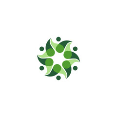 Green Leaf Abstract Logo, Elegant Line Style for Eco
