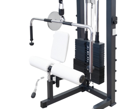  Close-Up of Multi-Grip Bar and Pulleys on Cable Chest Press Machine, Isolated