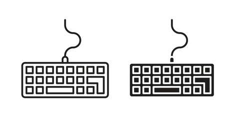 Keyboard icon with editable stroke and flat vector pack