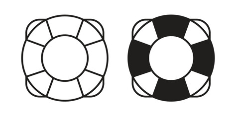 Life buoy icon with editable stroke and flat vector pack