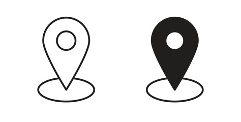 Location pin icon with editable stroke and flat vector pack
