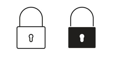 Lock icon with editable stroke and flat vector pack