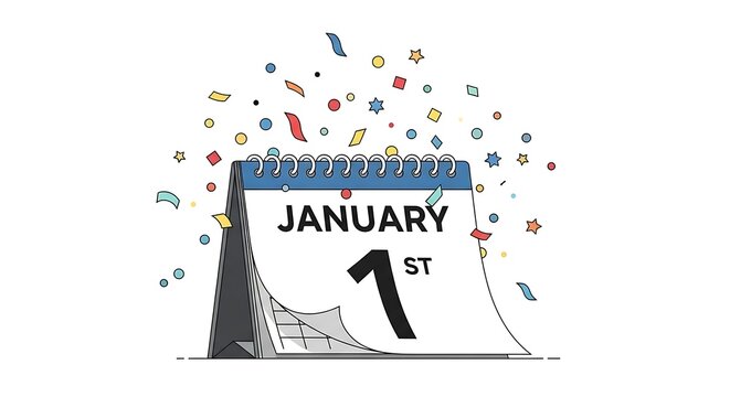 January first new year celebration calendar illustration vector graphic design element template image -happy new year