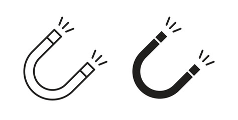 Magnet icon with editable stroke and flat vector pack