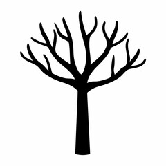 Fototapeta premium Bare tree silhouette against white background conveying winter or death concept