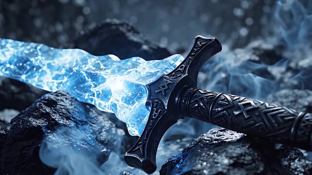 Arctic Soulblade: A Mystical Glowing Ice Weapon Awakens
