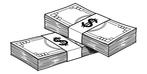 Two stacks of money with dollar sign bands representing wealth and financial success