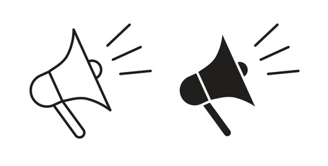 Megaphone icon with editable stroke and flat vector pack