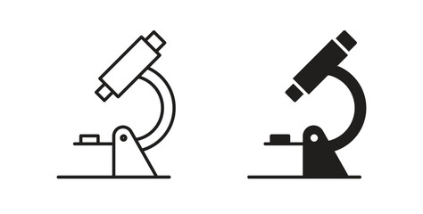 Microscope icon with editable stroke and flat vector pack