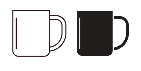 Mug icon with editable stroke and flat vector pack
