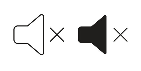 Mute icon with editable stroke and flat vector pack