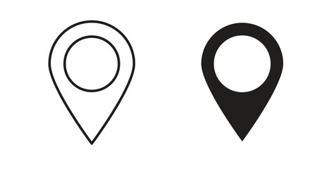 Navigation pin icon with editable stroke and flat vector pack