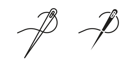 Needle icon with editable stroke and flat vector pack