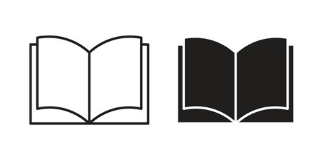 open book icon with editable stroke and flat vector pack