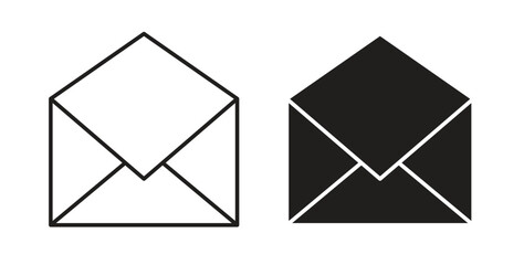 Open envelope icon with editable stroke and flat vector pack