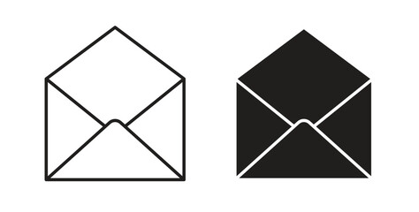 Open envelope icon with editable stroke and flat vector pack