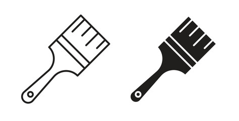 Paint brush icon with editable stroke and flat vector pack