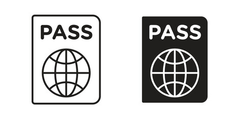 Passport icon with editable stroke and flat vector pack