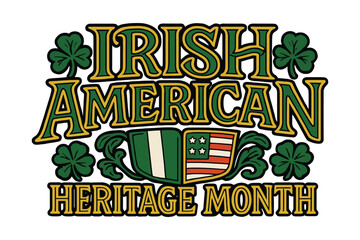Celebrate irish american heritage month with shamrocks and a blended flag design