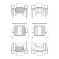 Two rj45 connectors shown in a detailed technical drawing for networking applications