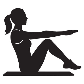 Female V-Sit Workout Silhouette Vector