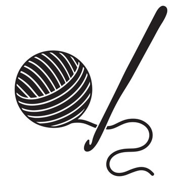 Crochet Hook with Yarn Ball Vector Icon Illustration