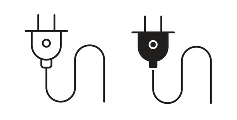 Plug icon with editable stroke and flat vector pack