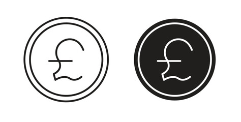 Pound icon with editable stroke and flat vector pack