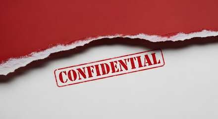 Confidential Stamp Revealed Under Torn Red Paper for Security and Privacy Themes.
