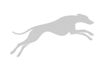 Fototapeta premium Greyhound dog silhouette running and jumping, graphic icon symbolizing speed, agility, and movement on transparent background