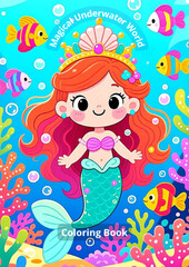 Magical Underwater World&rdquo; is a series of 15 coloring illustrations with a title page. This children&rsquo;s set features charming underwater characters and ocean scenes that inspire creativity.