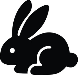 Simple black silhouette icon of a sitting rabbit with long ears