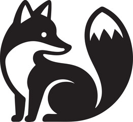 Elegant stylized black and white fox icon logo design on white