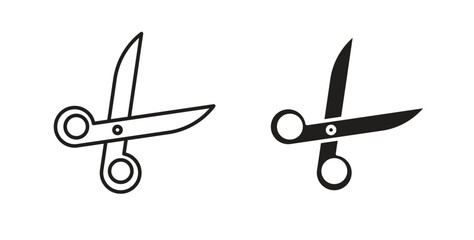 Scissor icon with editable stroke and flat vector pack