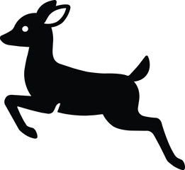 Jumping deer silhouette illustration with eye and ear details