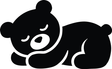 Sleeping baby bear cub illustration, adorable cartoon character